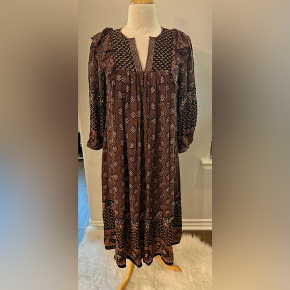 FRYE Jenna Bohemian Aniversary Collection ruffle midi dress Size XS - Picture 2 of 10
